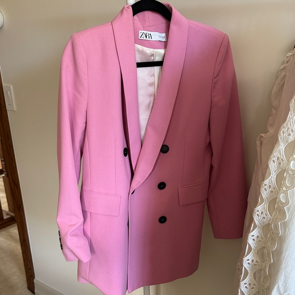 Zara Blush Double-Breasted Blazer